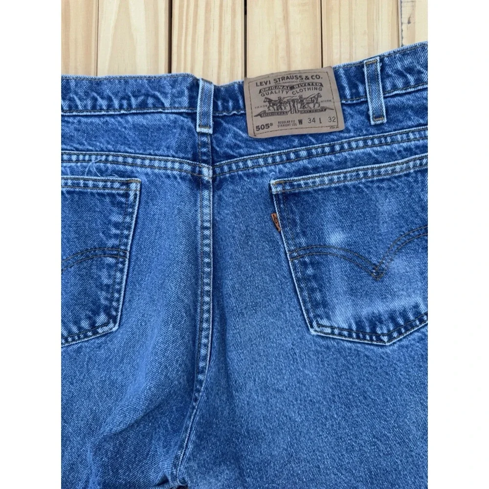 Vintage 90s 505 Levis Jeans Orange Tab Regular Fit Straight Leg 34x32 1996